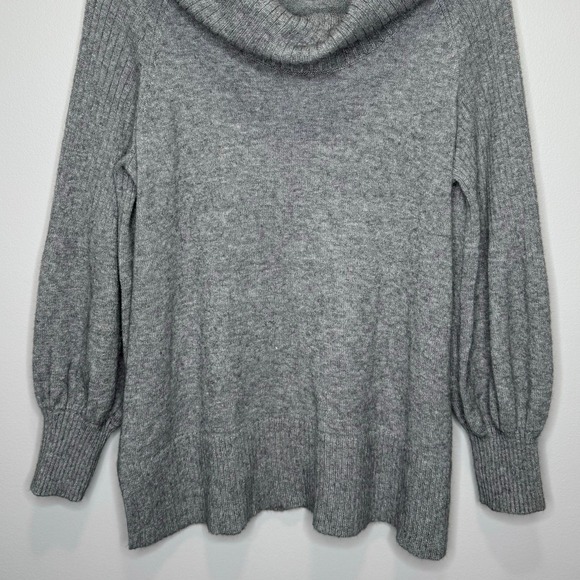 Anthropologie Cowl Neck Sweater Size Large Petite Gray‎ Relaxed Cozy Minimalist - Picture 5 of 12
